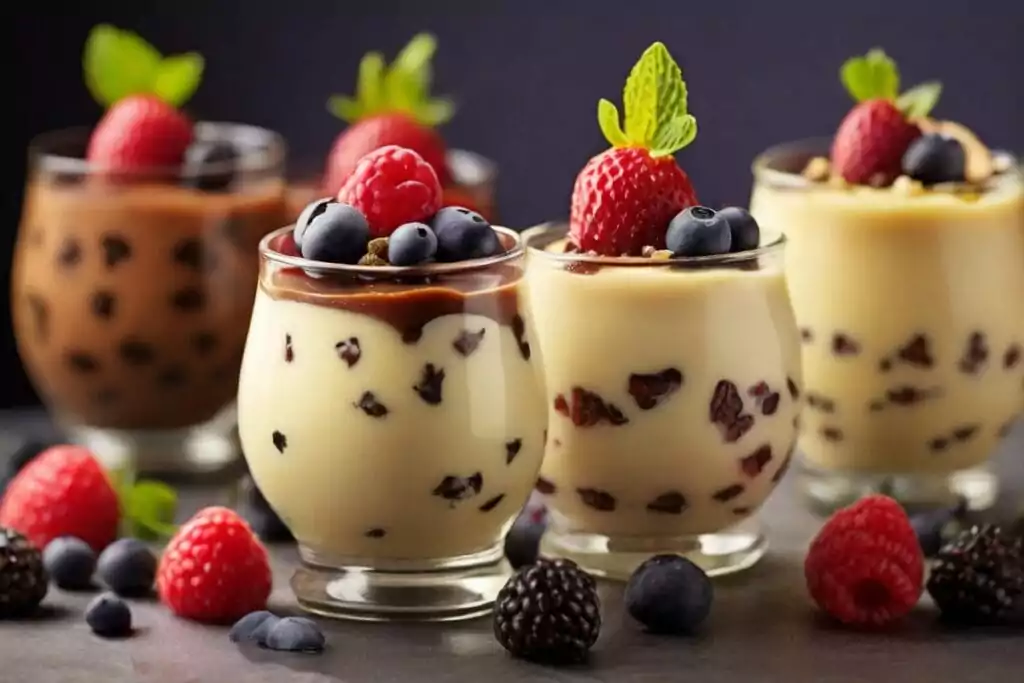 Illustrative image showcasing the evolution of pudding, from traditional savory dishes to modern sweet desserts.